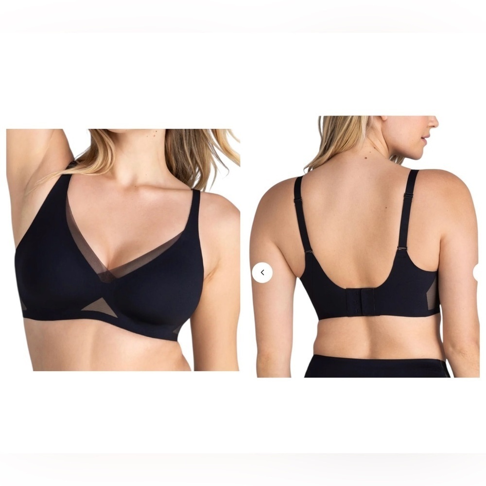 Honeylove Crossover V Neck Black Mesh Accent Bra SZ 1X
